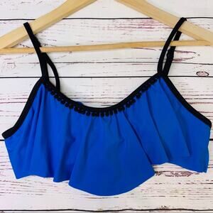 Urban Sea bikini ruffle front tie back blue small